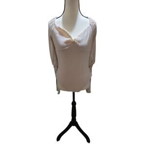 Promesa Bodysuit Textured Stretch Knit Snap Closure Neutral Long Sleeve Size M